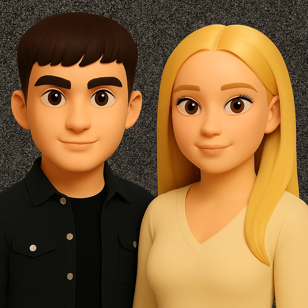 Keep the image unchanged except slightly spread the people apart from each other. Preserve the original style and background as is. emoji
