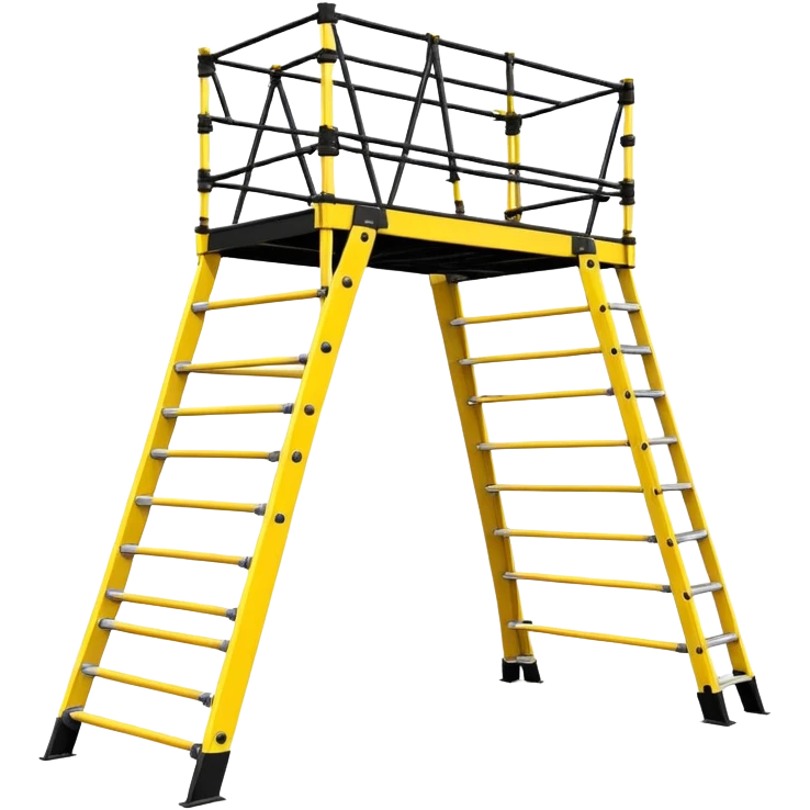 A Trapezoid-shaped scaffold that can be adjusted according to the bottom width and target height. Please create a cartoon style. emoji