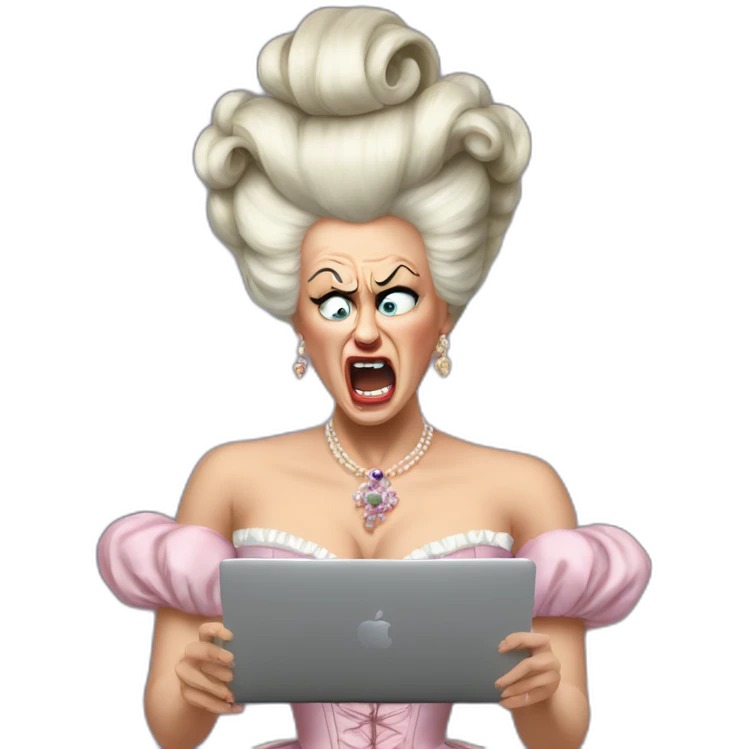 angry marie antoinette shouting at macbook emoji
