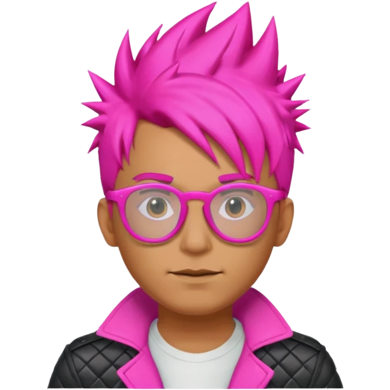Man with neon pink spiky hair and glasses, half body emoji