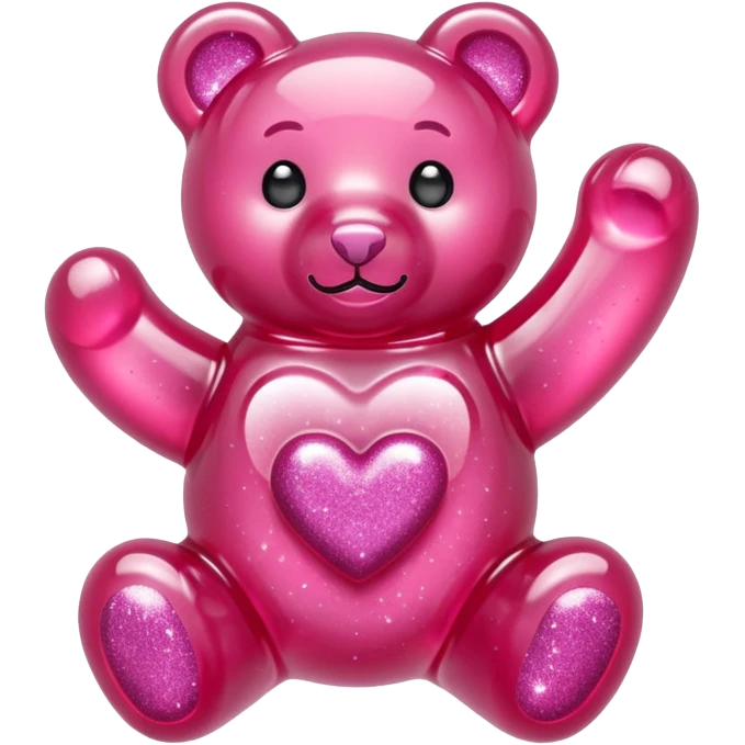 transparent pink gummy bear heart glitters pink emoji