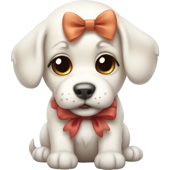 Cute puppy with bow emoji