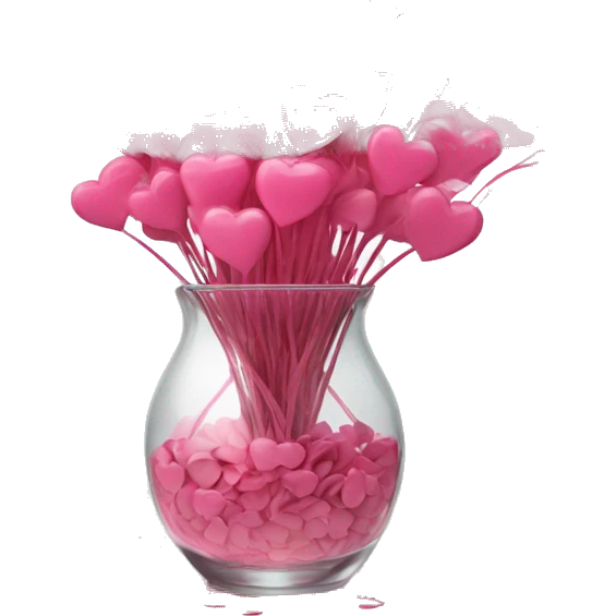 10000000 huge pink hearts on stems in a clear glass vase emoji