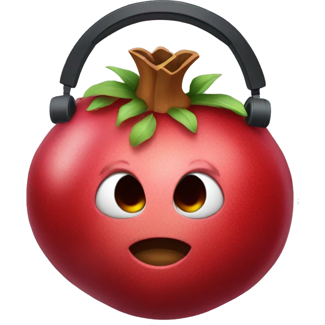 Pomegranate wearing bulky headphones emoji