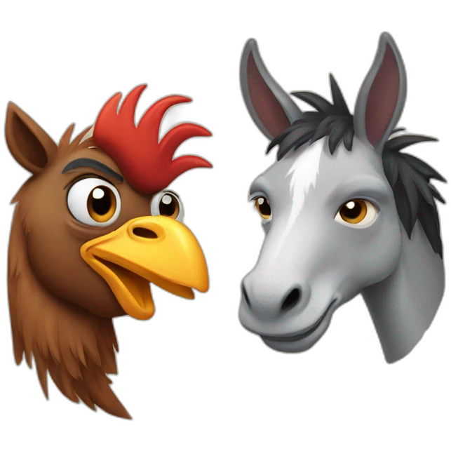 Rooster and donkey  emoji
