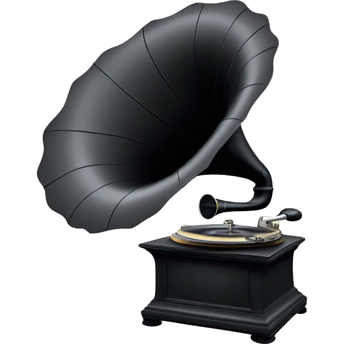 vintage gramophone with stack of vinyl records emoji