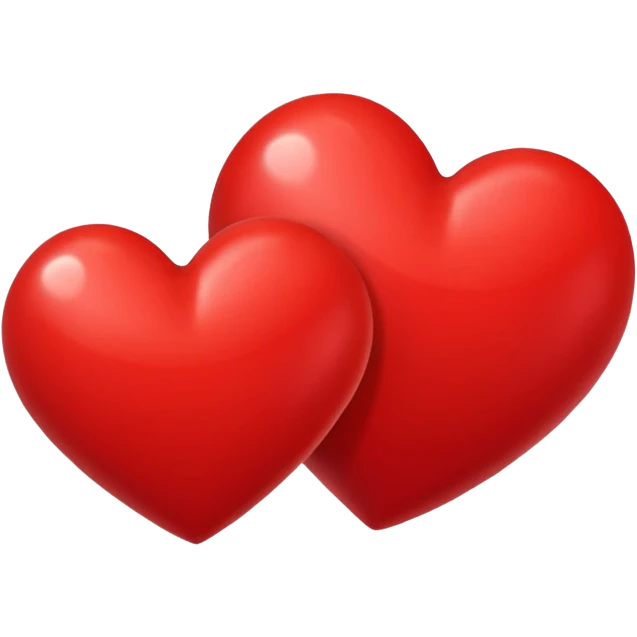 small red heart next to big red heart left heart not as red emoji