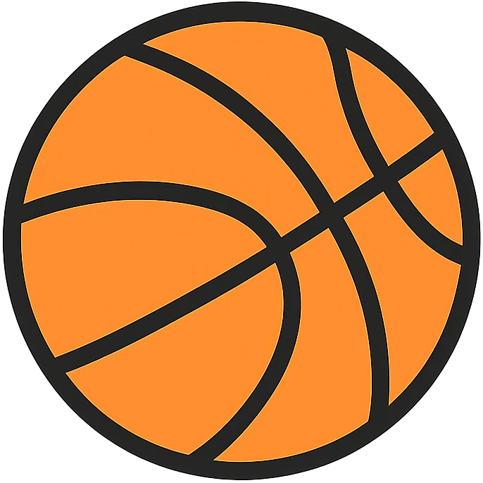 basketball icon, color outline, black lines with orange fill, modern icon style emoji