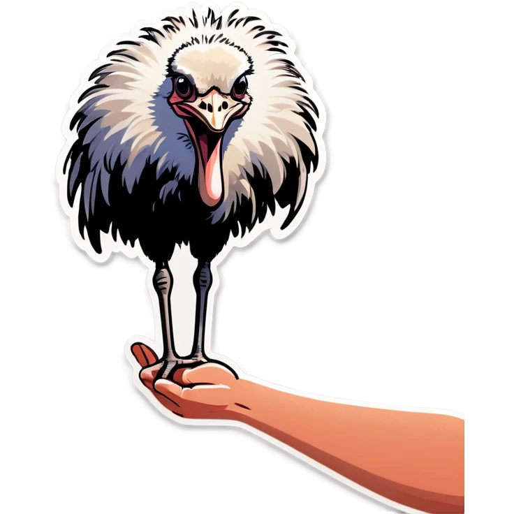 ostrich raising a human hand emoji