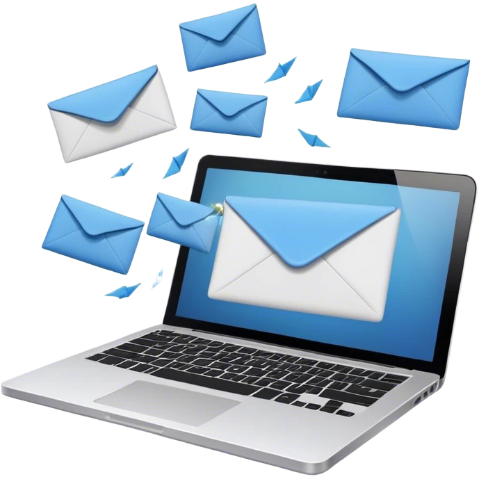 Envelopes flying out of a lptop emoji