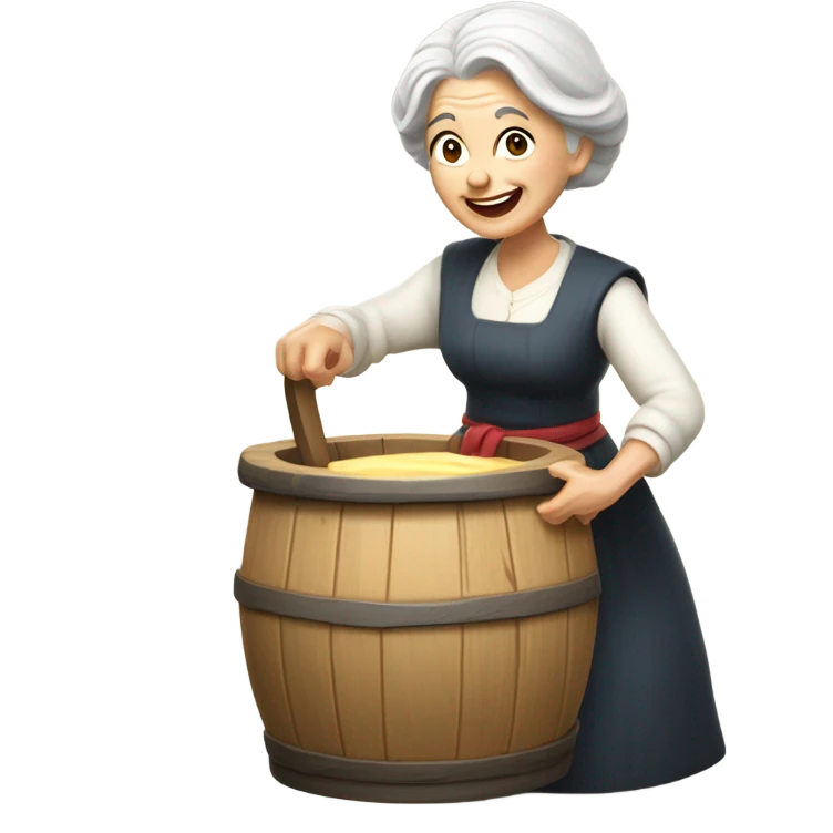 Old Caucasian lady white hair churning butter ￼ emoji