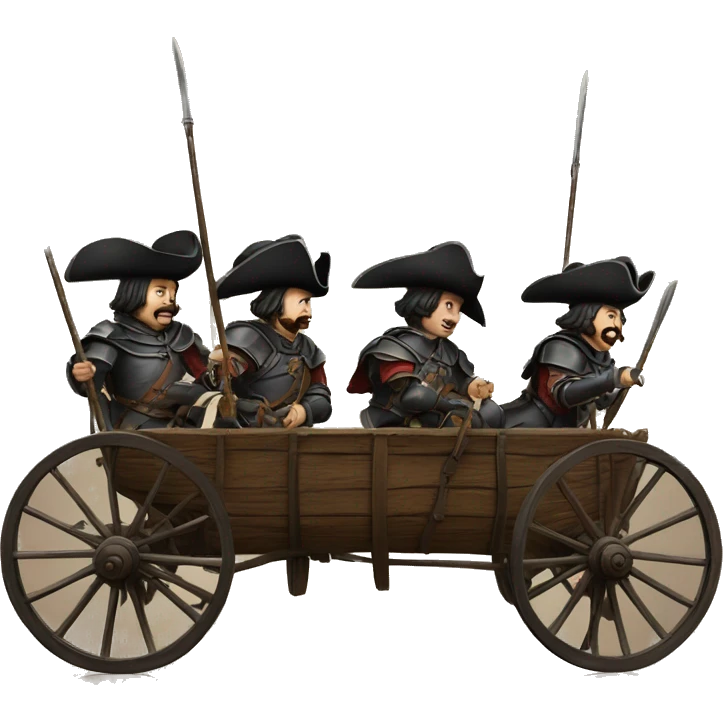 four 17th century musketeers driving a wagon emoji