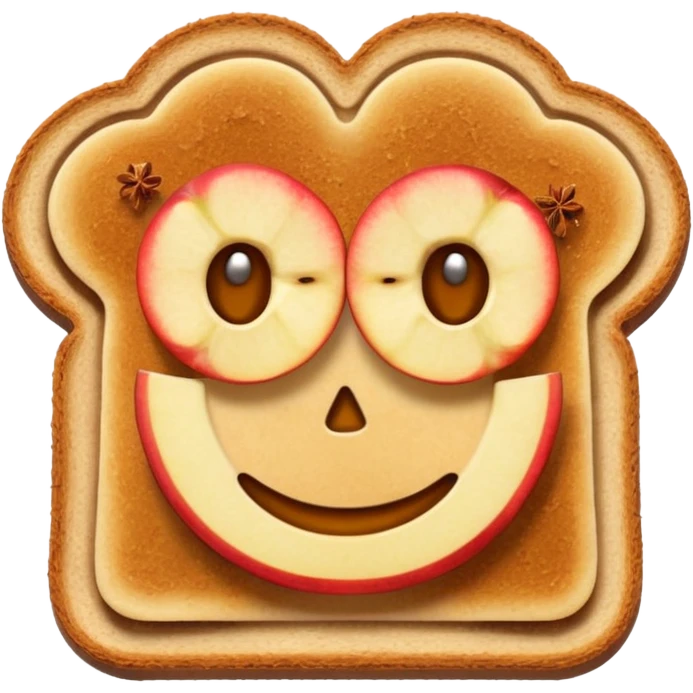 toast with apple slices with a hint of cinnamon on top, emoji style, no text emoji