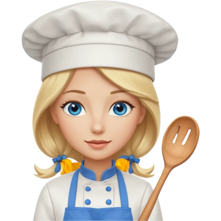 Sexy Long Blonde hair blue eyed female chef emoji