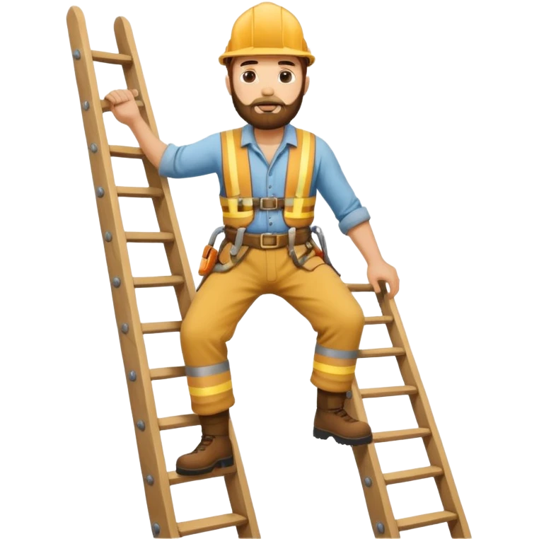 steeplejack man light skin with a beard on a ladder up  a spire emoji
