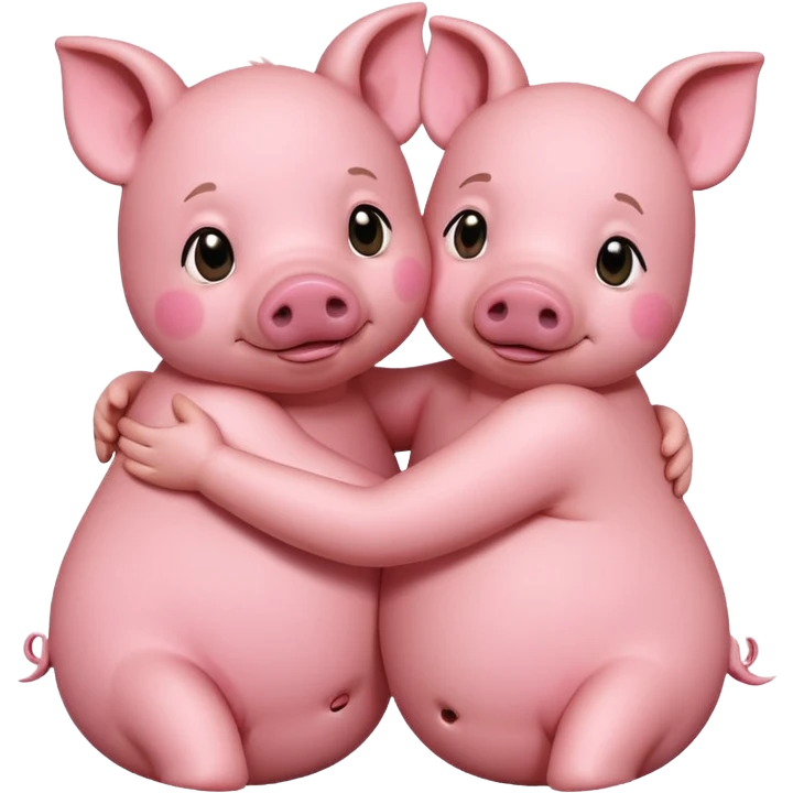 Pig hugs pig emoji