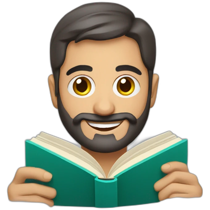 Armenian men reading interesting book and looking at camera and smiling  emoji