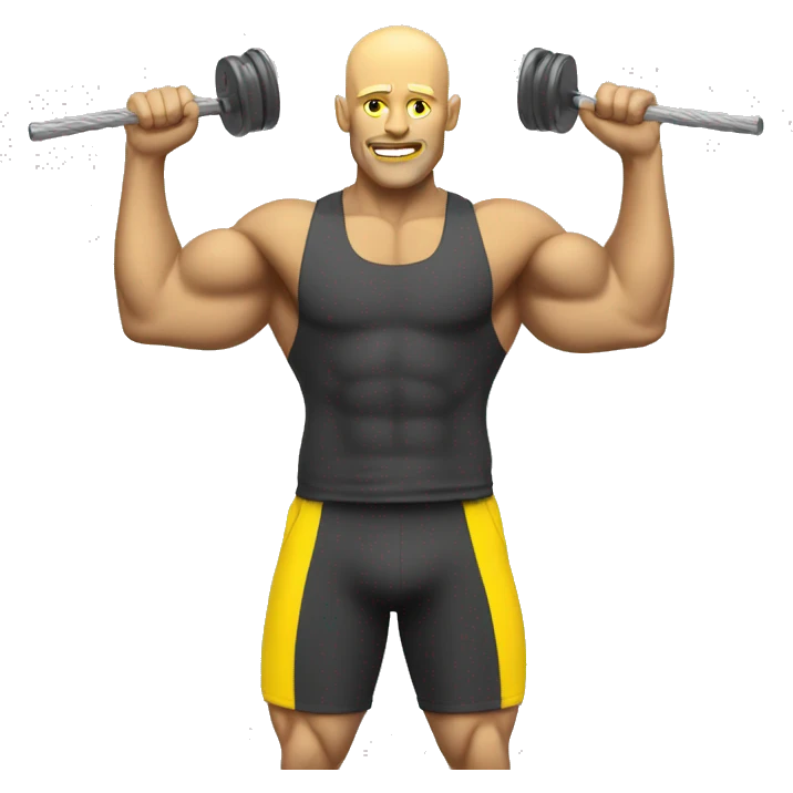 yellow bald guy workout cable shoulder press emoji