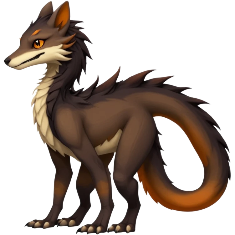 Brown and beige badass elegant wild beautiful natural cute badass epic exotic anthro modern furry 2-legged sergal-vernid-creature, full body, dark-brown-black-gradient pretty hair, with a long tufted tail, beautiful hazel-orange eyes, aesthetic, art by LiLaiRa, art by art by Falvie emoji