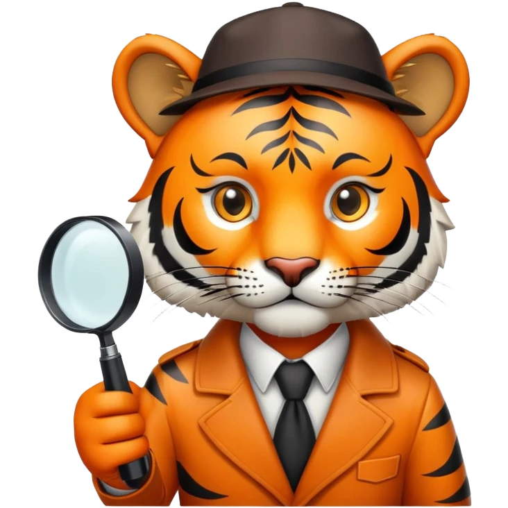 Tiger detective with magnifying glass emoji