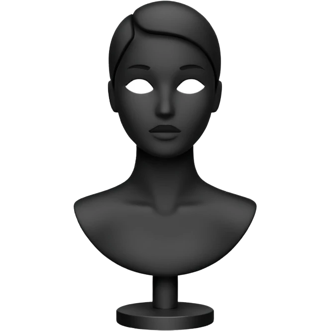 Minimalistic flat vector icon, iOS style, thin black contour on white background. Matte black mannequin in front of in 3D monochrome style. emoji