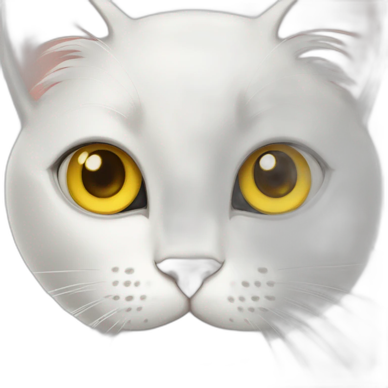 cute white cat with big yellow eyes  emoji