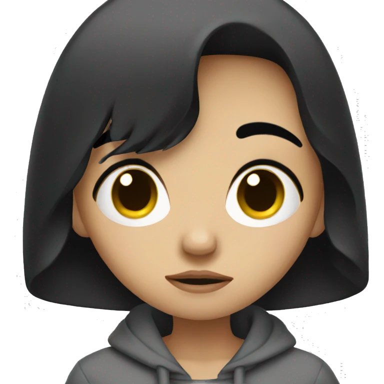 Sad girl with black hair  emoji