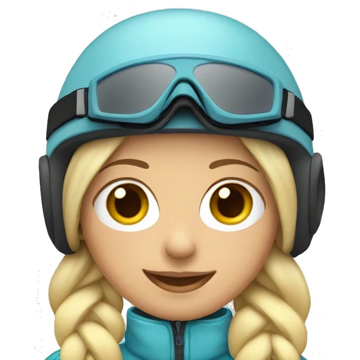 Blond girl with braids and a ski helmet and ski goggles  emoji