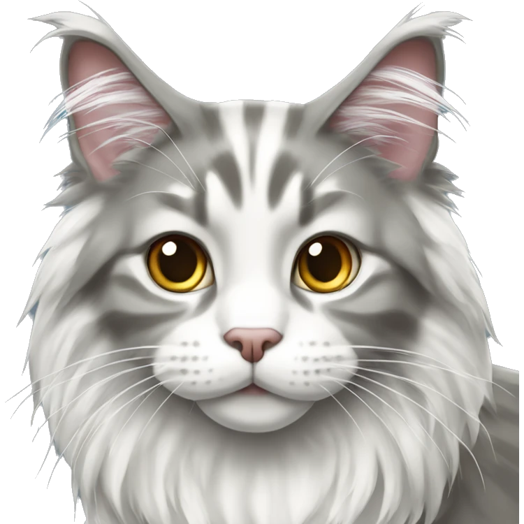 Grey and white Maine coon cat emoji