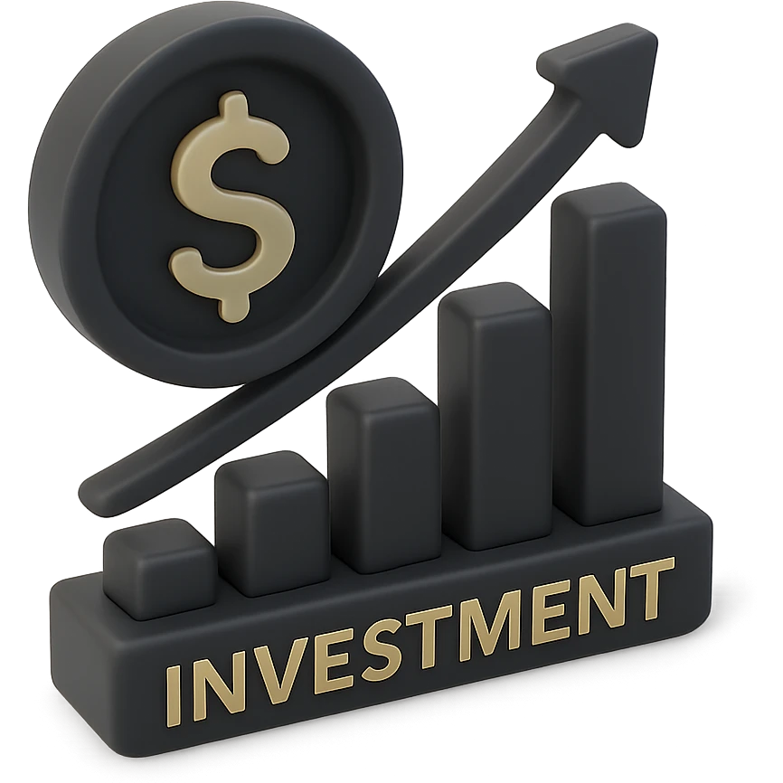 investment symbol, 3D black style emoji