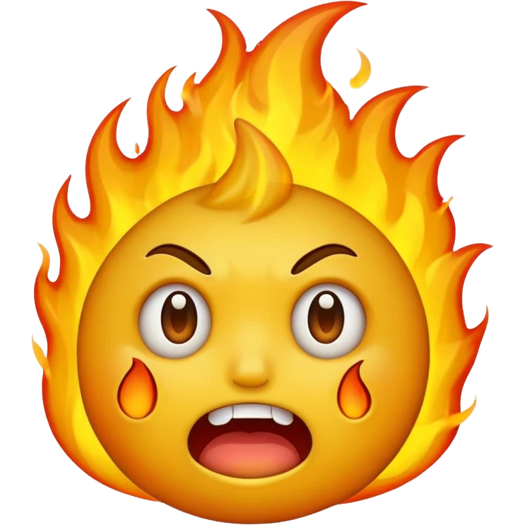 The emoji yellow On fire Scared emoji