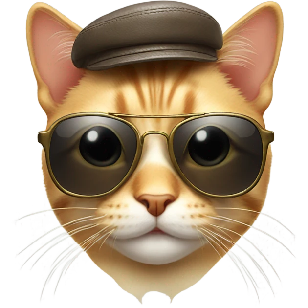 Cat with aviator sun glasses smiling emoji