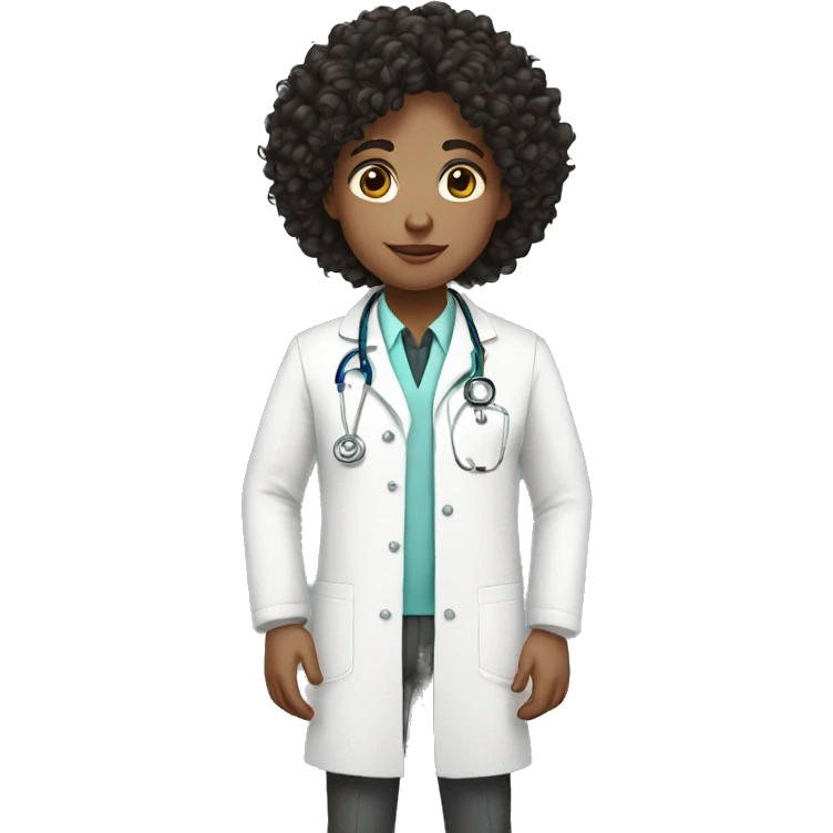 DOCTOR black race curly hair white coat emoji