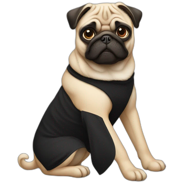 pug wearing a black t-shirt emoji