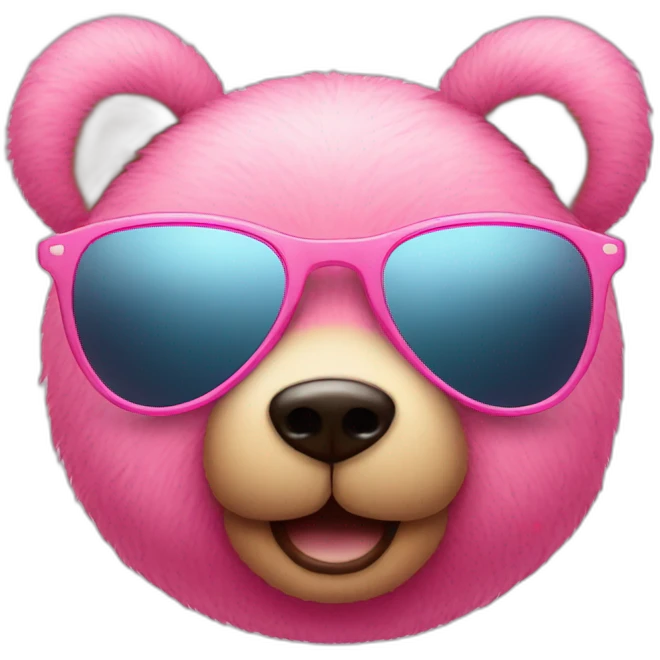 pink teddy bear face with sunglasses emoji