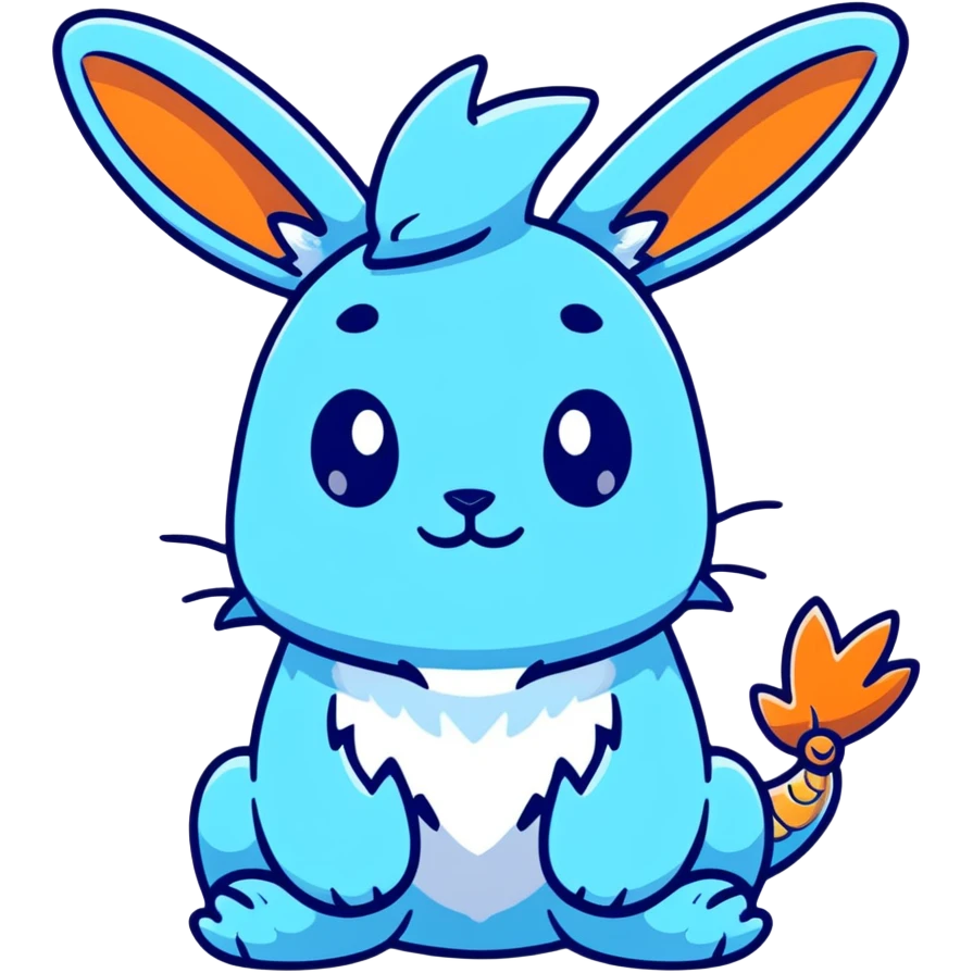 An adorable bunny ice dragon sticker with fluffy rabbit ears, icy blue scales, crystal wings, and cute dragon features emoji
