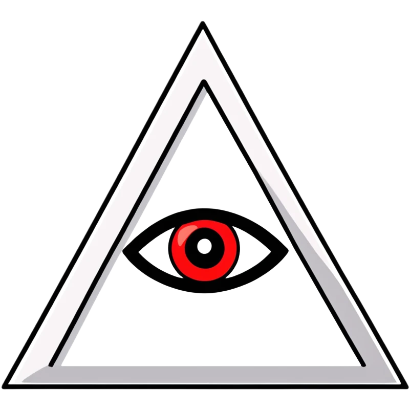 Illuminati triangle symbol with eye in center, black and red color scheme emoji