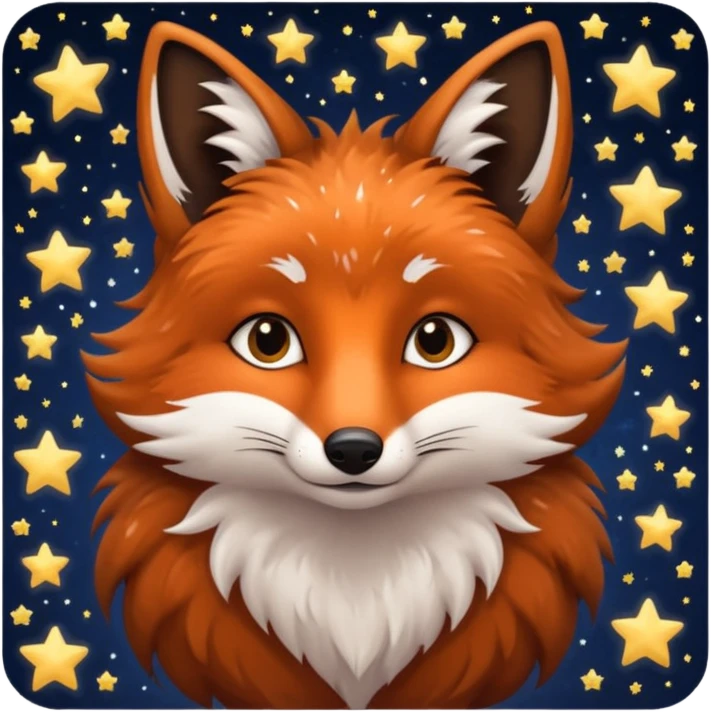 Night Fox with small small stars on it fur
 emoji