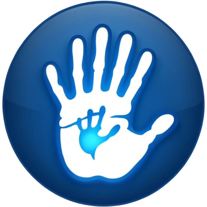 handprint with a glowing sign in the center emoji