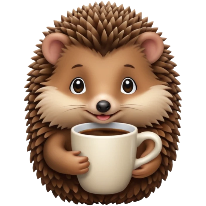 Baby hedgehog with coffee  emoji