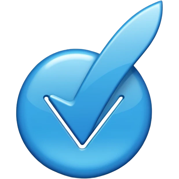 blue verified check mark symbol, emoji style, similar to social media blue check emoji