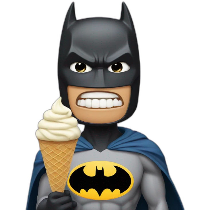 Batman crying while eating ice cream emoji