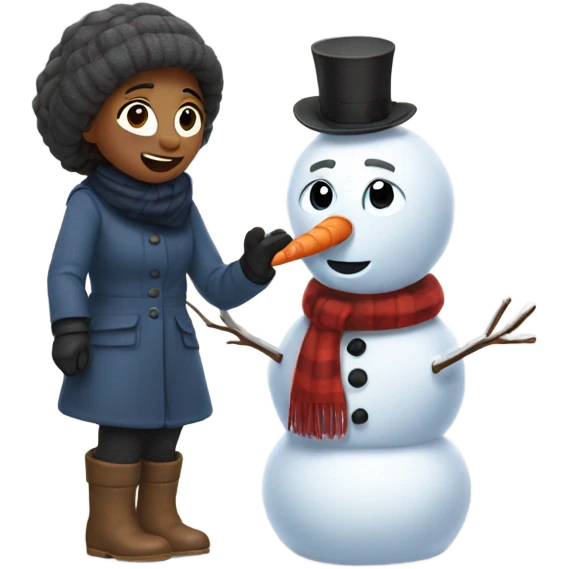 walter and elizabeth making a snowman emoji
