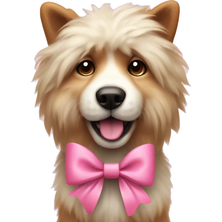 fluffy dog with pink bow emoji
