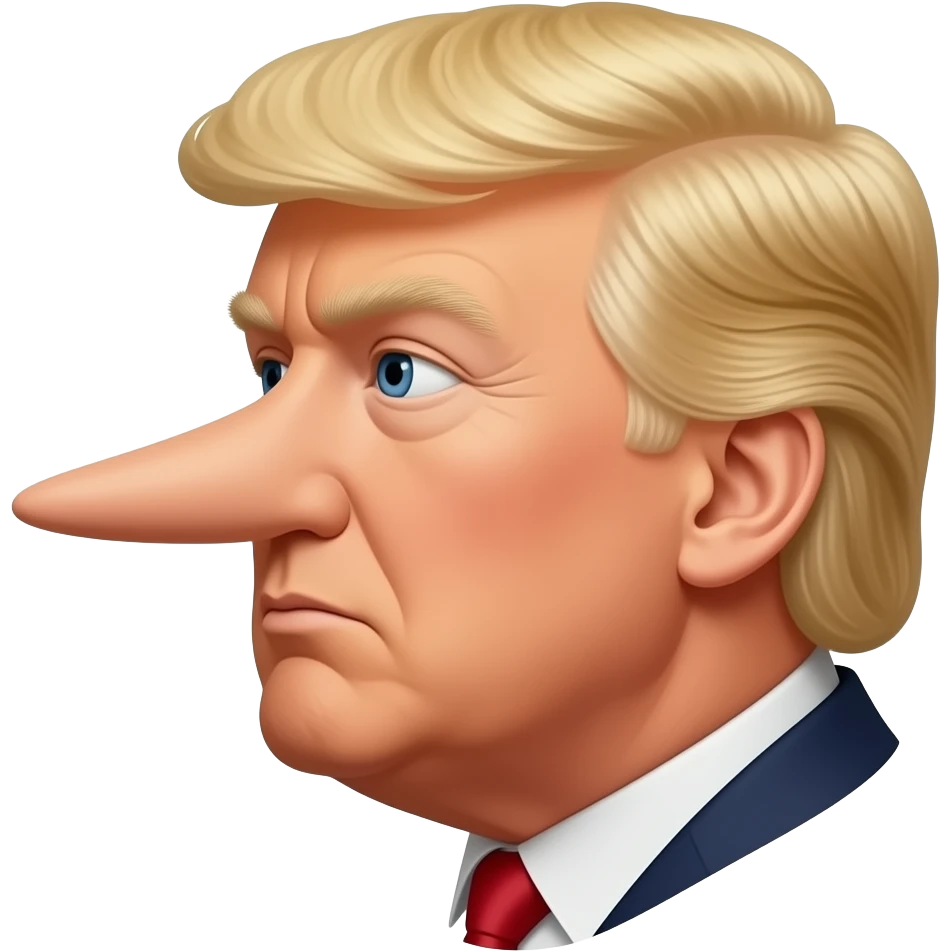 Trump profile with long nose emoji