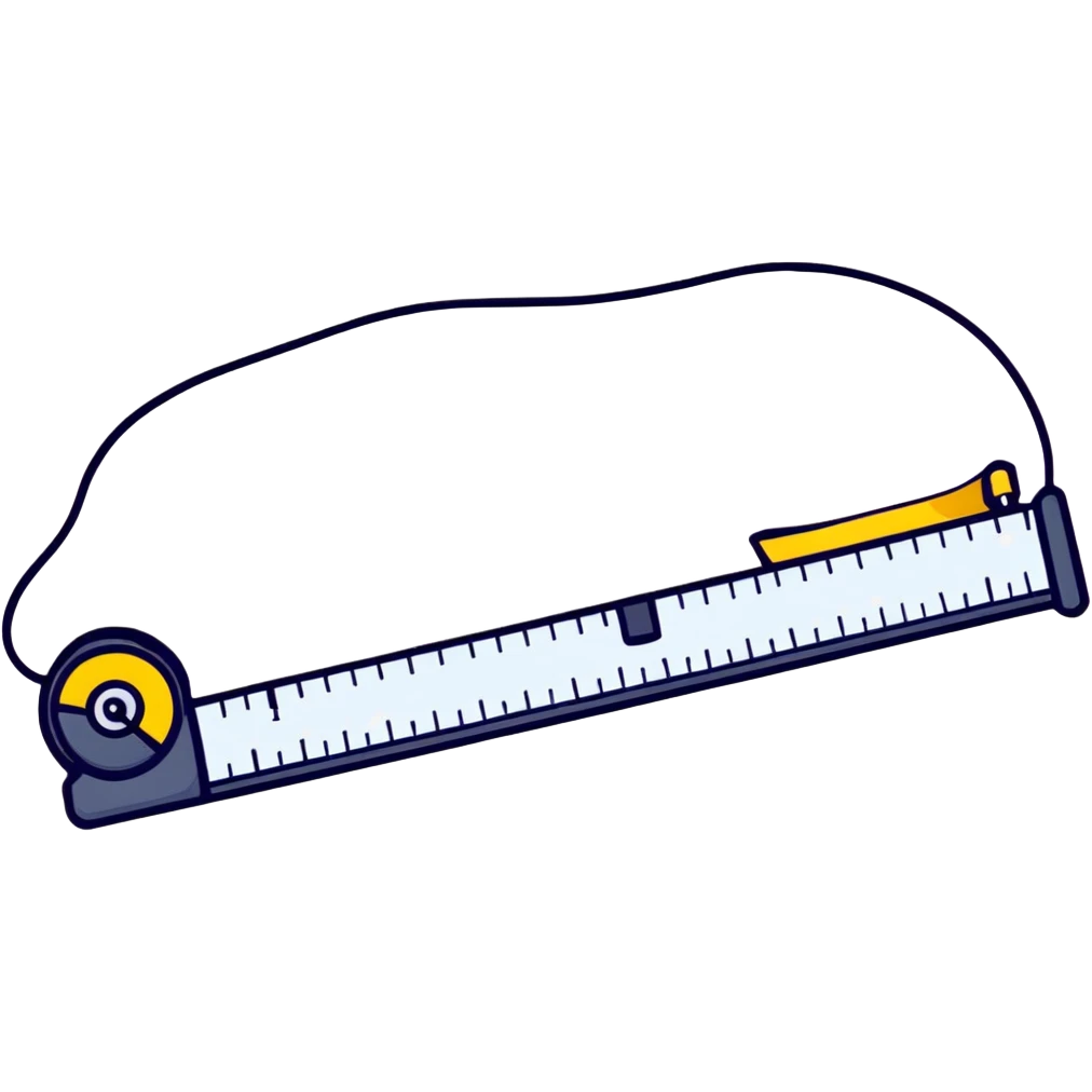 cartoon tape measure with high saturation and bright colors floating emoji