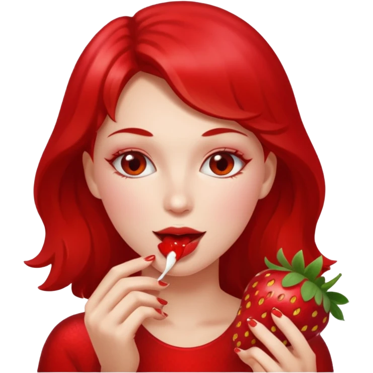 the woman eating strawberries
 emoji