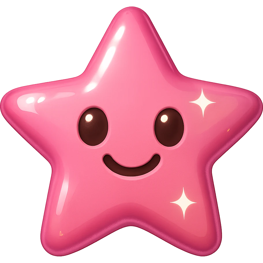 pink star emoji, shiny and cheerful emoji