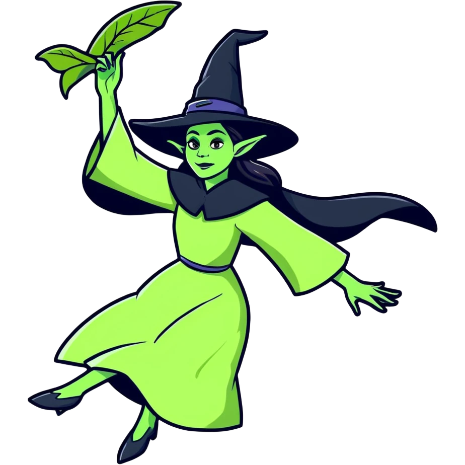 Elphaba flying emoji