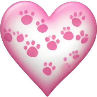 White heart with small pink paw prints on it emoji